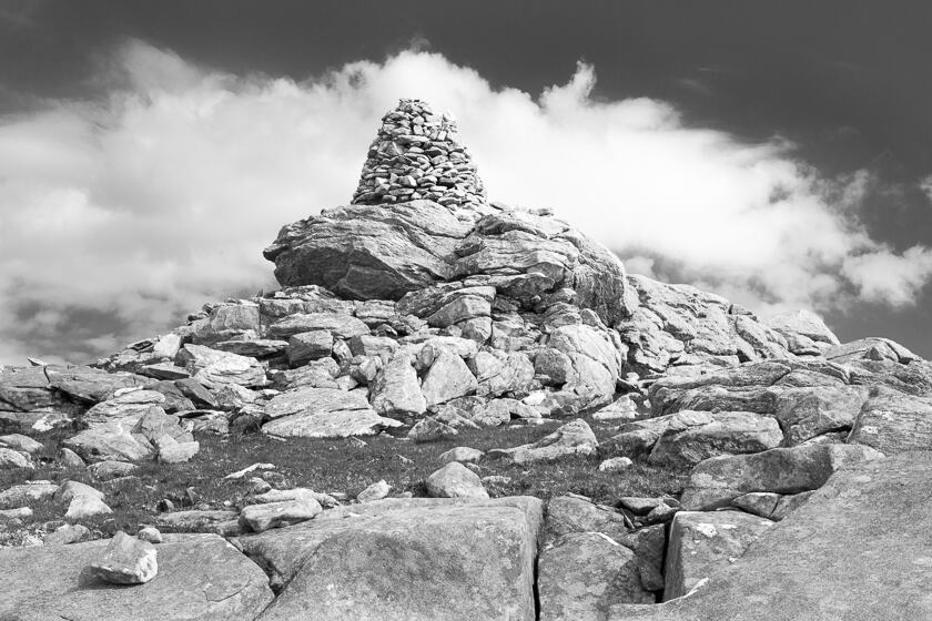A cairn graces the summit of Suaineabhal (or Suinaval) on the Isle of Lewis.